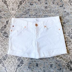 Express white denim shorts